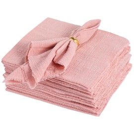 12 Pcs Pink Linen Napkins with Tassels, Light Pink Table Napkins, Decorative Dining Cloths for Weddings, Parties, Everyday Use, Photo Props