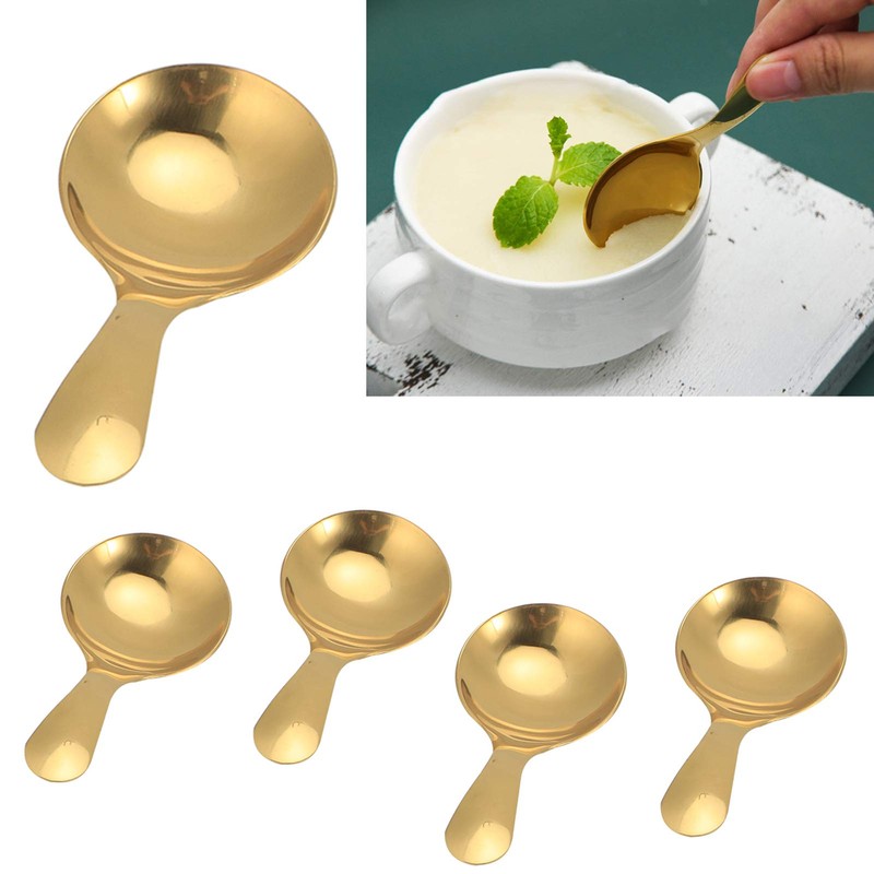 5Pcs Short Spoon Stainless Steel Ice Cream Scoop Tea Dessert