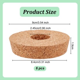 OLYCRAFT 6Pcs Cork Lids for Glass Planter 3.3-3.5 Inch Plant Corks with Center Hole Cork Stoppers for Hydroponic Plant Hydroponic Vase Lids Cork Replacement for Hydroponics Growing Vases
