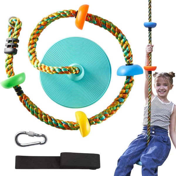 TURFEE Tree Swing for Kids -Blue Climbing Rope Tree with