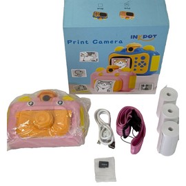 InkPot Kids Instant Print Camera Pink 32GB 1080P Video w/ Paper Rolls USB Strap