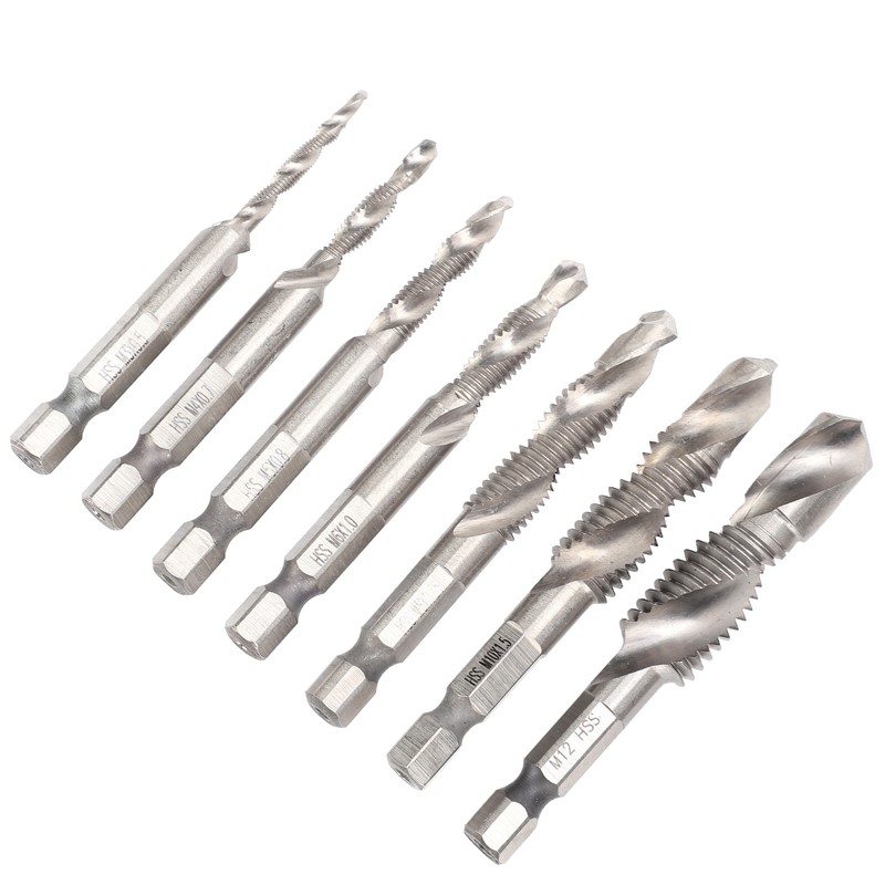 7Pcs Tap Set 1/4 Hex Shank Metric Drilling and Tapping