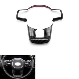 FUEISOF For Kia Sorento IV MQ4 2021-2023 Carbon Fibre Black Steering Wheel Cover Car Steering Wheel Sticker Cover Interior Accessories