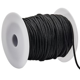 SOFPLATE 50M/55 Yards Parachute Bracelet Cord Black Rope 2mm Polyester Craft with Plastic Spool Spandex Hanks Technora Parachute Thread Cords for Jewelry Bracelets Necklaces Outdoor DIY Making Crafts