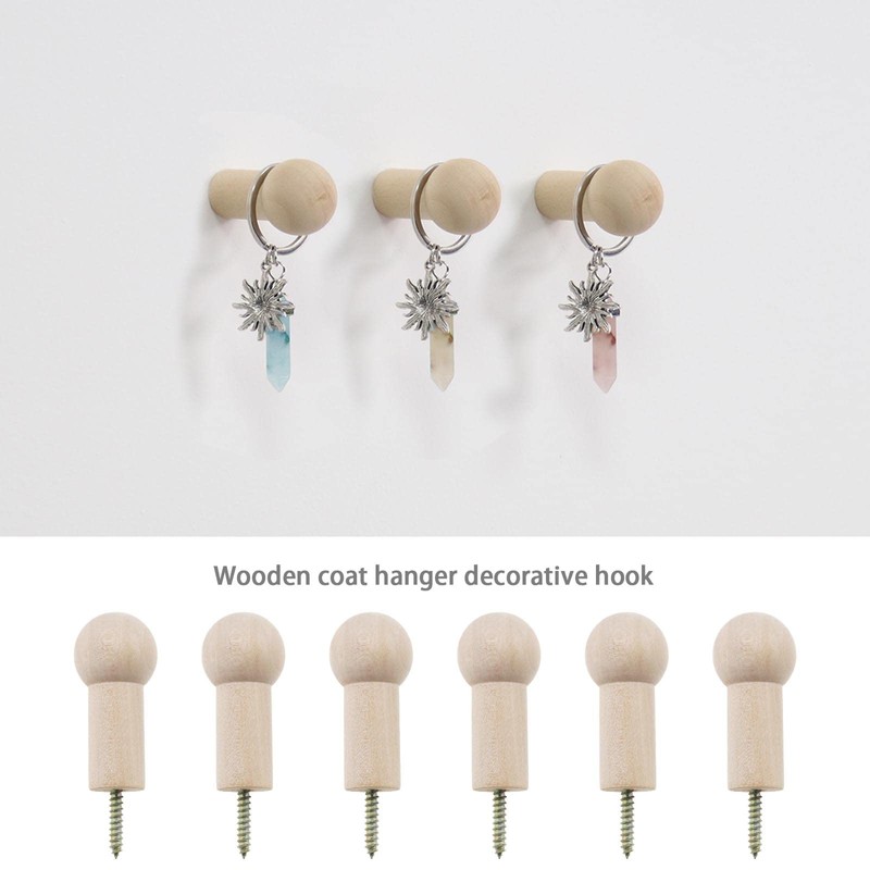 eMagTech 12PCS Wooden Coat Peg with Screws Natural Wood Hook