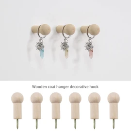 eMagTech 12PCS Wooden Coat Peg with Screws Natural Wood Hook Wall Mounted Screw-on Shaker Pegs Wooden Home Decoration Accessories Maximum Load-Bearing 7kg 24x50mm