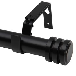 TiMi Window Curtain Rod 1 Inch Decorative Adjustable Single Curtain Rods Classic Spiral, 18 to 45 Inch telescoping Drapery Rod, Black