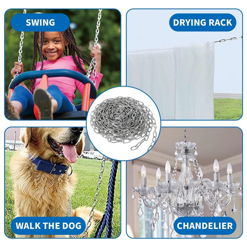 304 Stainless Steel Chain, 10 Metres Length 3mm Heavy Duty