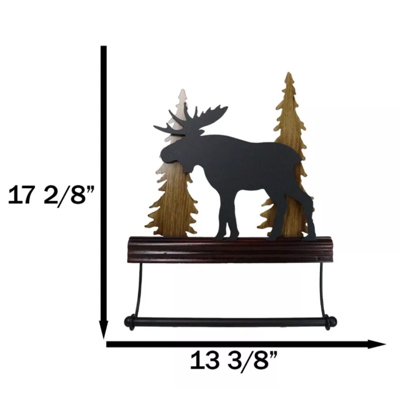 Rustic Western Elk Moose Deer by Pine Forest Wooden Wall