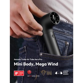 Aecooly Portable Handheld Fan, Powerful Turbo Mini Fan, 19000 RPM High Speed Aero Pro, 15H Max Cooling Time, 6 Speeds Aluminum Case, Pocket Rechargeable Personal Small Travel GIfts for Women-Black