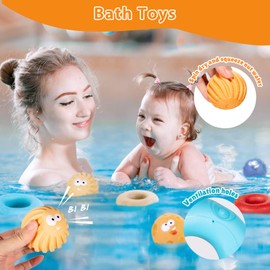 ONLYFUN Baby Toy 6 Months 6 Pieces Stacking Toy with Rings Squeeze Teething Baby Toy Montessori Gift Teething Toy Boys and Girls Early Education 0-12 Months