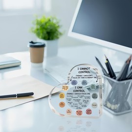 Mental Health Affirmation Heart,Mental Health Decor,Heart-Shaped Decor Mental Things,I Can Control Ornaments,Mental Health Gifts,Acrylic Decorative Signs,Desk Decor,Acrylic Heart Sign,Therapist Gifts