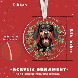 Dachshund Ornament - Dachshund Christmas Ornaments - Dachshund Gifts for Women, Wiener Dog Gifts for Women - Dog Ornaments 2024, Weiner Dog Ornaments - Dog Christmas Ornaments - Acrylic Ornament 2024