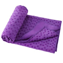 Vesaneae Yoga Towel with Free Carry Bag, Non-Slip Hot Yoga Towel Mat with Grip Dots, Absorbent Soft Quick-Drying for Hot Yoga & Pilates Fitness Workout (Purple)