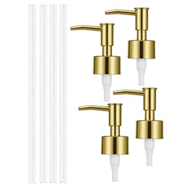 4-Pack ABS Plated Lotion Dispenser Pump Heads, Gold, 28/400 Neck Size