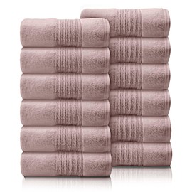 GC GAVENO CAVAILIA 12 Pack Face Towels Set (30x30 CM) - Cotton Face Cloths - Quick Drying & Highly Absorbent Fingertip Towel Washcloth For Bathroom, Spa, Gym Towels - Blush Pink