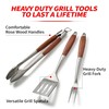GRILAZ Heavy-Duty Rose Wooden BBQ Grilling Tools Set. Extra Thick