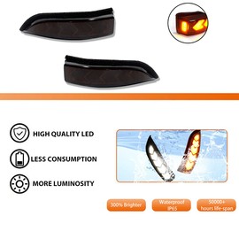 ADIIL Smoked Dual Colors White/Amber Side Mirror Indicator Lights Sequential LED Dynamic Turn Signal Lights For 2013-2018 Toyota Avalon，2014-2019 Toyota Corolla，2012-2019 Toyota Prius C