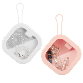 2pcs Hair Tie Organizer, EEEkit Portable Small Hair Tie Holder, Travel Hair Accessories Organizer Jewelry Storage Box for Cotton Swabs Keys, Hanging Small Items Desktop Storage Box for Women Girls