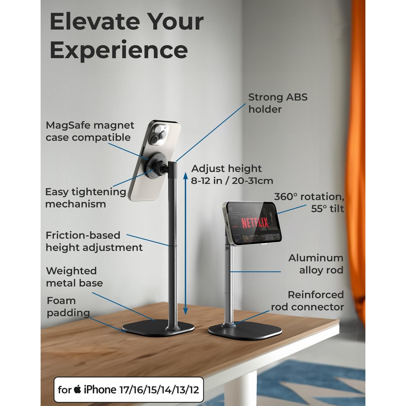 COOPER MagStand, Adjustable Magnetic iPhone Stand for Desk & Phone
