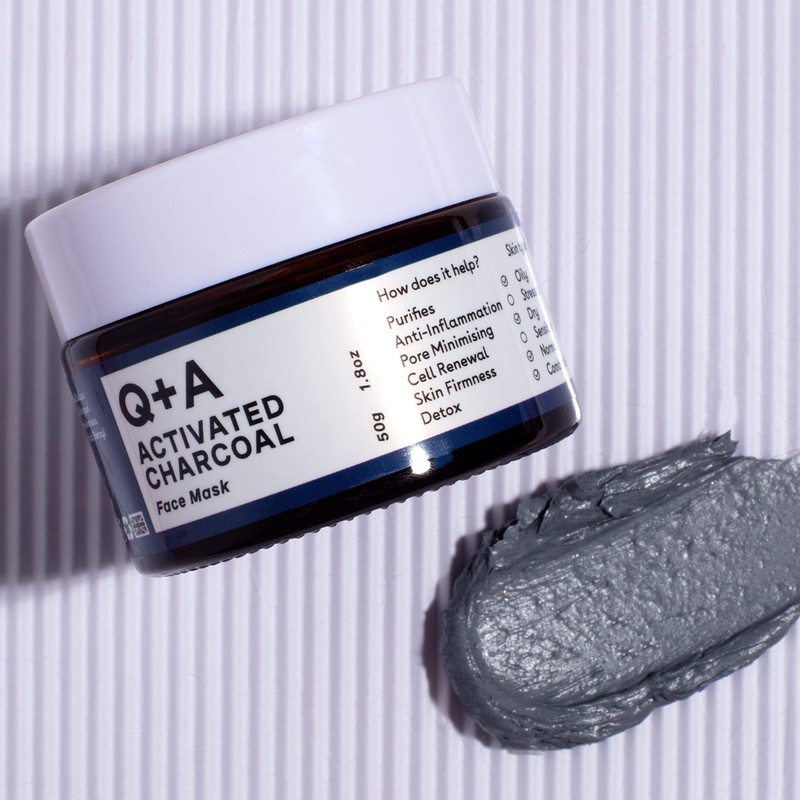 Q+A Activated Charcoal Mask. A detoxifying Charcoal cosmetic mask to
