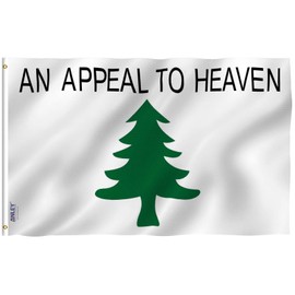 ANLEY Fly Breeze 3x5 Foot An Appeal To Heaven Flag - Vivid Color and Fade Proof - Canvas Header and Double Stitched - Pine Tree Flags Polyester with Brass Grommets 3 X 5 Ft