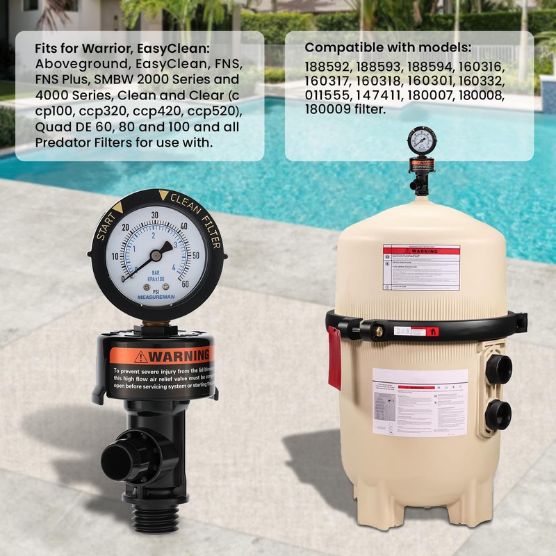 MEASUREMAN Manual Air Relief Valve, Pool Filter Valve with Pressure