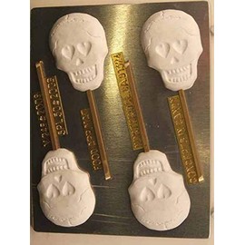 Skull with Heart Shaped Eyes Lollipop Candy Mold V249