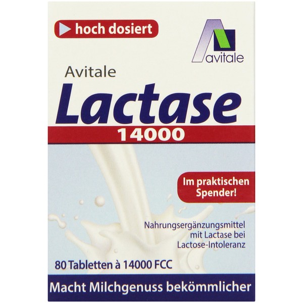 Avitale Lactase 80 14,000 FCC Tablets in Dispenser Pack of 1 x 30 g)