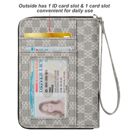 EcoVision RFID Credit Card Holder Wallets for Women Large Storage Space Accordion Zipper Card Case Holder,Leather Organizer Case with Lanyard