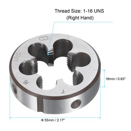 sourcing map Round Threading Die 1-16 UNS Thread Right Hand Screw Cutting Fixed Dies, Alloy Tool Steel Tapping Repair Tool