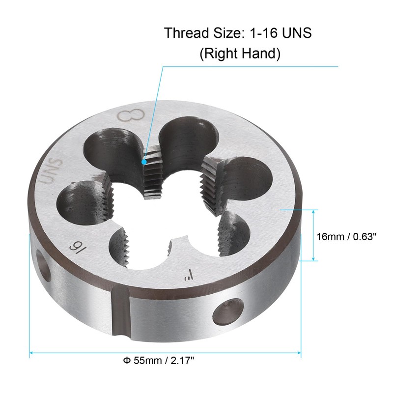 sourcing map Round Threading Die 1-16 UNS Thread Right Hand