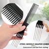 Black Hairdressing Handle Comb with Metal Fork and Fine Teeth,