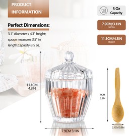 ZEERSHEE 5 Oz Clear Glass Salt Cellar with Lid for Sea Salt Sugar Spices and Candies, Dishwasher Safe