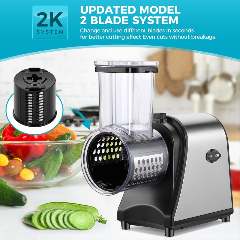Nictemaw Electric Cheese Grater 250W, Cheese Shredder, Professional Electric Slicer