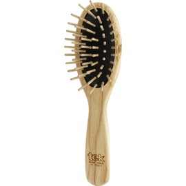 Tek small oval hairbrush in ash wood with short wooden pins - Handmade in Italy