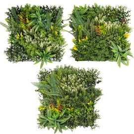 INFRANGE 3 Sets 20" x 20" Artificial Plant Panel Hedge Topiary Grass Backdrop Wall Privacy Fence Screen for Indoor Outdoor Garden Backyard Wedding Decor