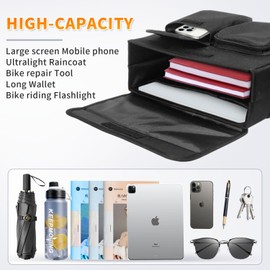 Scooter Bag, 13*5.9*10.2in Wheelchair Organizer Pouch Electric Mobility Scooter Basket Bag with 14 Inches Laptop Pocket and 2 Cup Holders Chair Side Pocket Suitable for Wheelchairs and Rollators