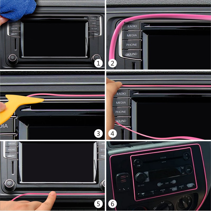 Pink Car Interior Decorative Molding Door Panel Gap Trim Strip
