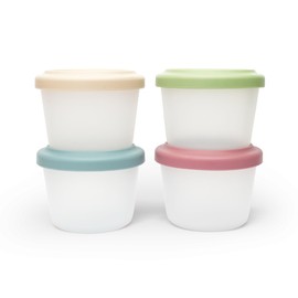 LGTLEBES Small Silicone Food Containers with Lids 4 oz Reusable Snack Containers for Adults & Kids Meal Prep Freezer Storage Boxes Lunch Snack Pots BPA Free Microwave Dishwasher Safe 4 Pack