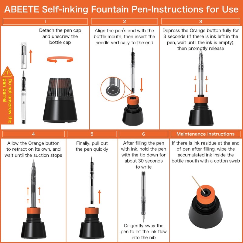 ABEETE Self-Inking Fountain Pen Set, Auto Ink Refill No Cartridges