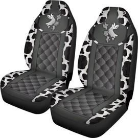 Poceacles Cow and Diamond Pattern Print Car Seat Covers 2pcs/Set High Back Stretchy Bucket Seat Cover Auto Protector Front Seats Cover Protector Covers