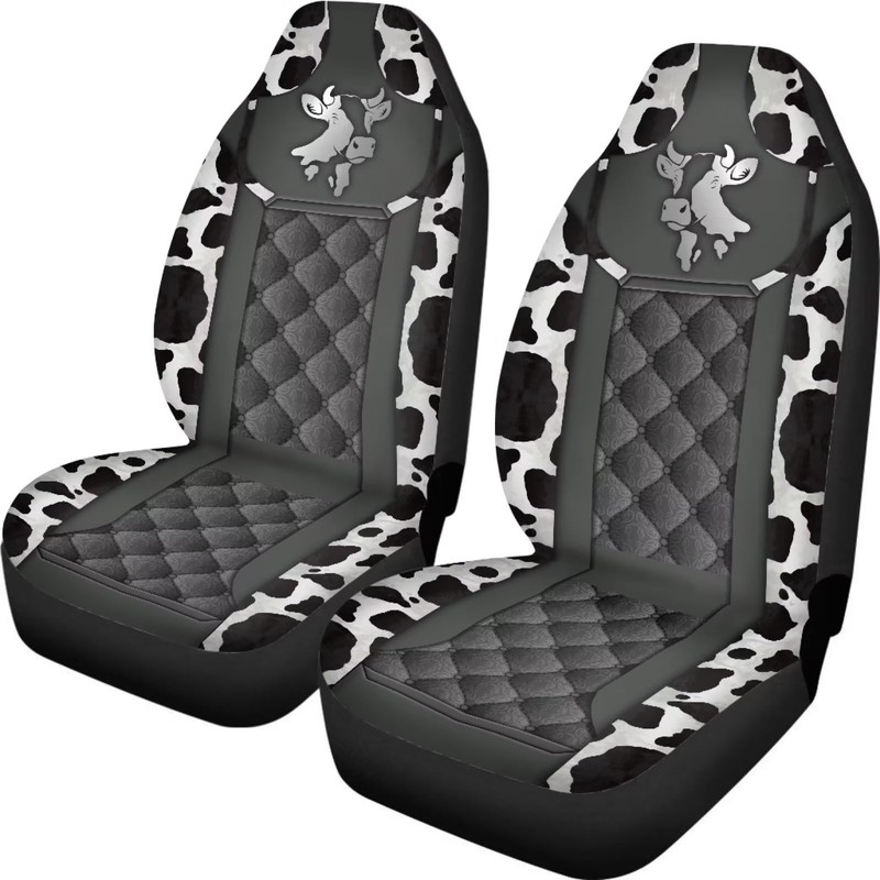 Poceacles Cow and Diamond Pattern Print Car Seat Covers 2pcs/Set