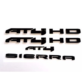 GMC Gloss Black  AT4 Emblem Sierra Letters Fit 2019-23 GMC Sierra 1500 2500HD 3500HD