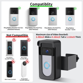 Anti-Theft Doorbell Camera Mount Compatible with Ring Battery Doorbell 2nd Gen (2020/2024 Release), 1/2/3 Plus/3/4/Battery Doorbell Plus/Pro, No Drill Camera Door Mount for Houses, Rentals