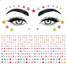Goiern 4 x Colourful Star Face Jewels Sticky Notes, Face Eye Glitter Stones Makeup Sticky Notes, Women's Makeup Jewels for Parties, Festivals, Everyday Use