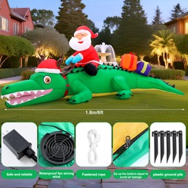 Shappy 6ft Large Inflatables Christmas Crocodile Blow up Crocodile LED Lighted Xmas Decorations Outdoor Christmas Blow up Yard Decor for Xmas Indoor Outdoor Farm Lawn Yard Garden Party Decor