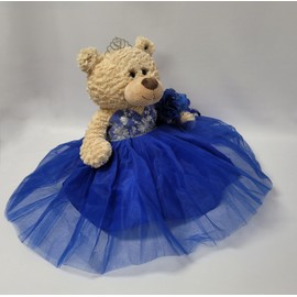 Kinnex Collections by Amanda 20" Quince Anos Teddy Bear with Dress (Centerpiece) ~ B16632-15 (Royal Blue)
