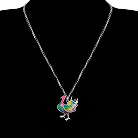 WEVENI Enamel Alloy Thanksgiving Turkey Necklace Chicken Pendant Charms Fashion Jewelry Gifts for Women Girls (Multi)