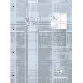 Clairefontaine - Ref 5814C - Punched Refill Pad (Pack of 100 Sheets) - A4 (210 x 297mm) in Size, Lined Rulings with Margin, 90gsm Paper, 2-Hole Punched
